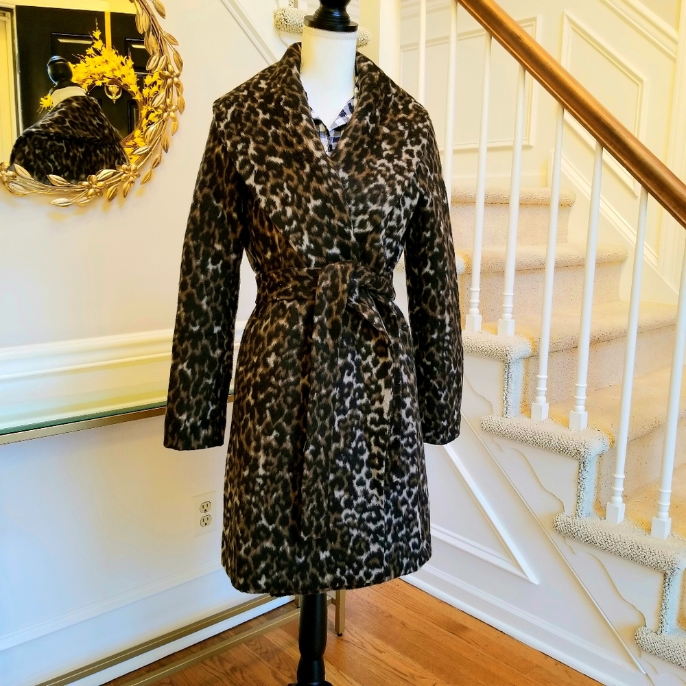 Ann Taylor Factory Leopard Wrap Coat in Small NWT